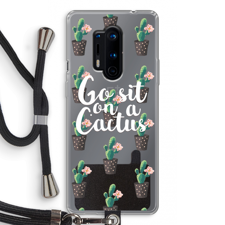 Cactus quote: OnePlus 8 Pro Transparant Hoesje met koord