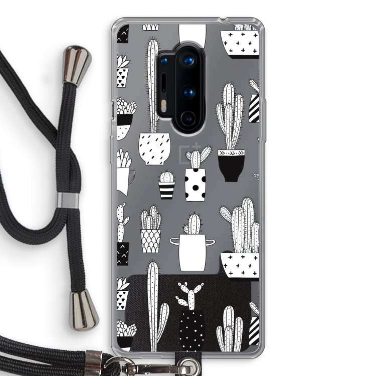 Cactusmotief: OnePlus 8 Pro Transparant Hoesje met koord