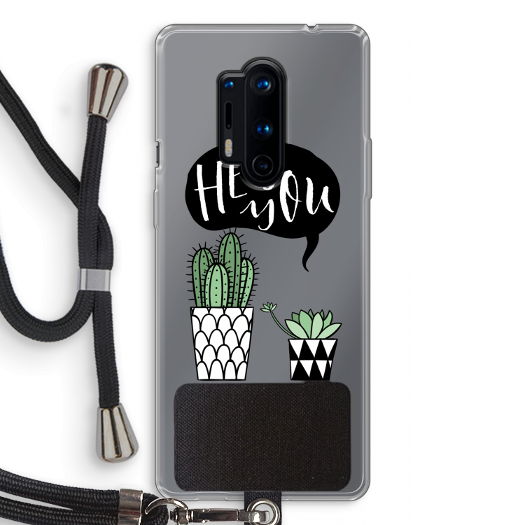 Hey you cactus: OnePlus 8 Pro Transparant Hoesje met koord
