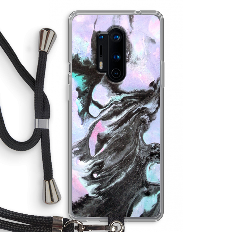 Pastel zwart: OnePlus 8 Pro Transparant Hoesje met koord