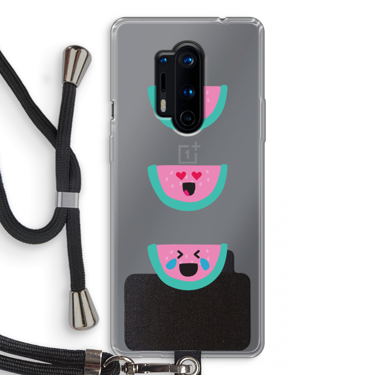 Smiley watermeloen: OnePlus 8 Pro Transparant Hoesje met koord