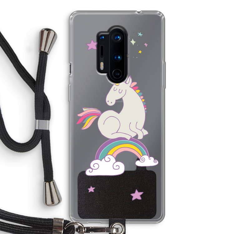 Regenboog eenhoorn: OnePlus 8 Pro Transparant Hoesje met koord