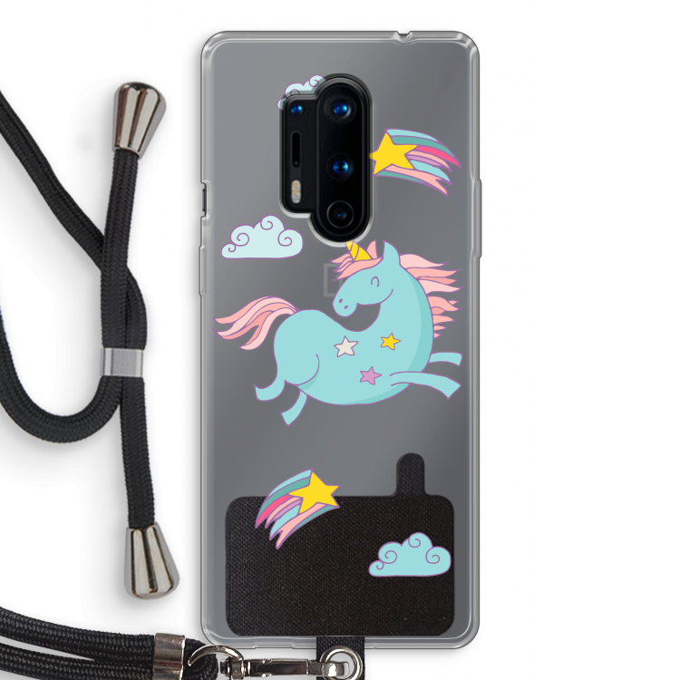 Vliegende eenhoorn: OnePlus 8 Pro Transparant Hoesje met koord