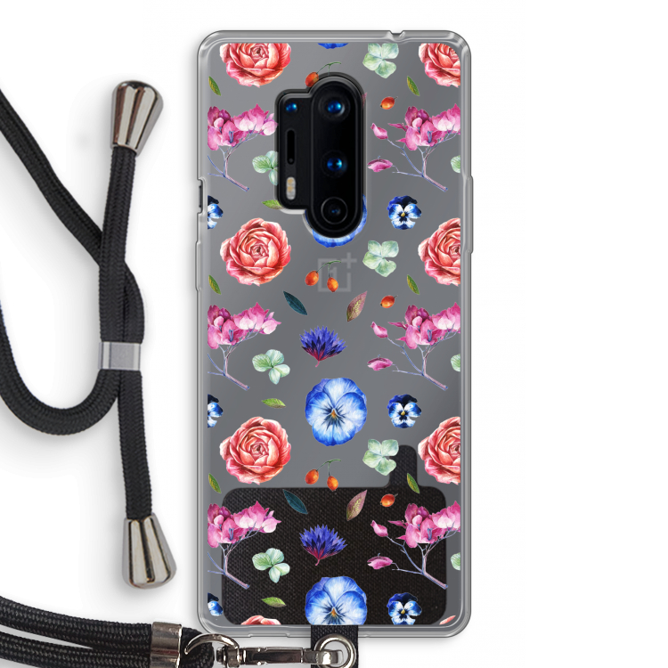 Bloemetjes: OnePlus 8 Pro Transparant Hoesje met koord