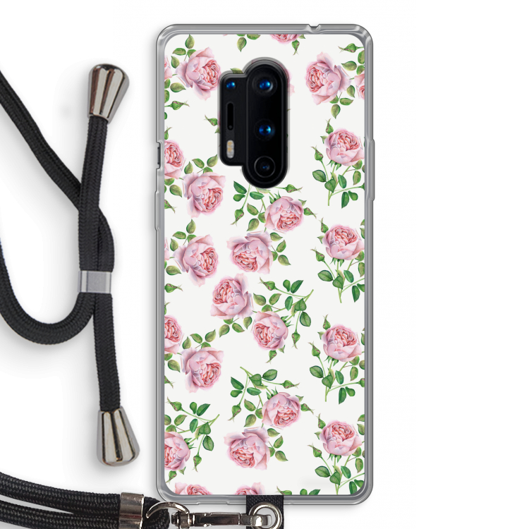 Kleine roosjes: OnePlus 8 Pro Transparant Hoesje met koord