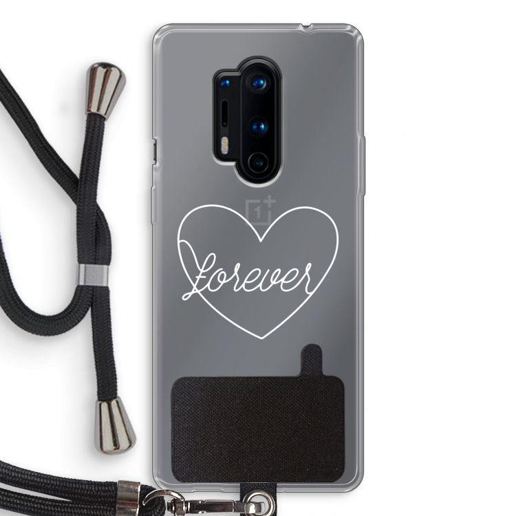 Forever heart pastel: OnePlus 8 Pro Transparant Hoesje met koord