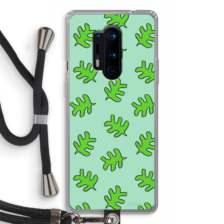 Groene blaadjes: OnePlus 8 Pro Transparant Hoesje met koord