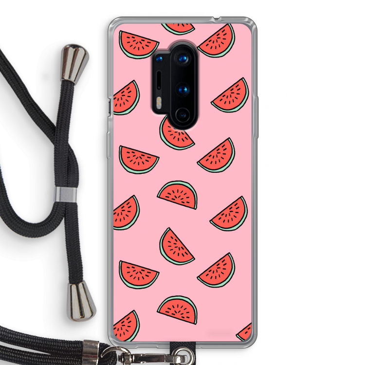 Watermeloen: OnePlus 8 Pro Transparant Hoesje met koord