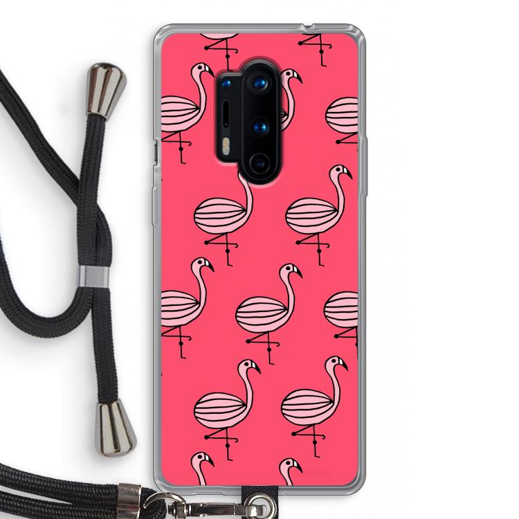 Flamingo: OnePlus 8 Pro Transparant Hoesje met koord