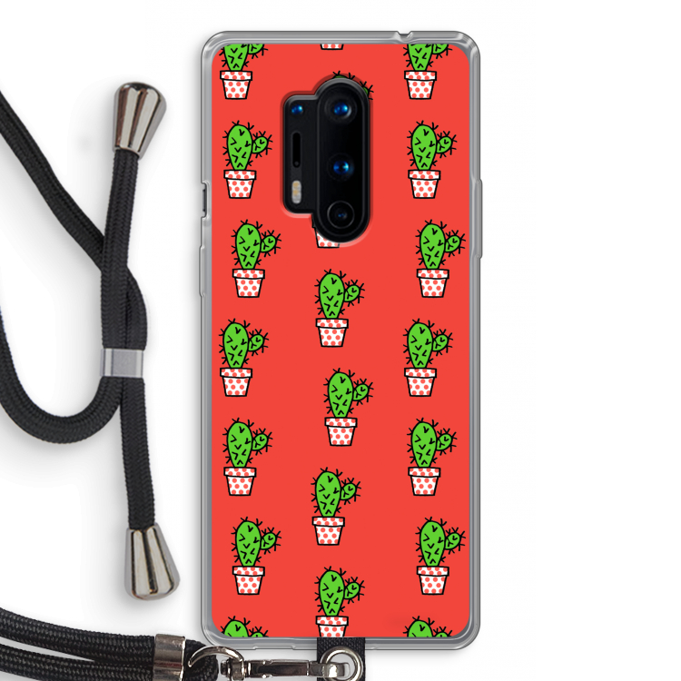 Mini cactus: OnePlus 8 Pro Transparant Hoesje met koord