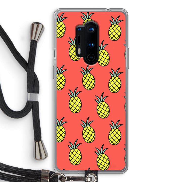 Ananas: OnePlus 8 Pro Transparant Hoesje met koord