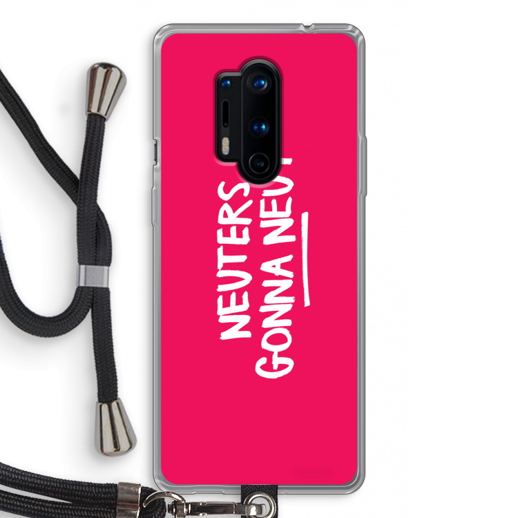 Neuters (roze): OnePlus 8 Pro Transparant Hoesje met koord