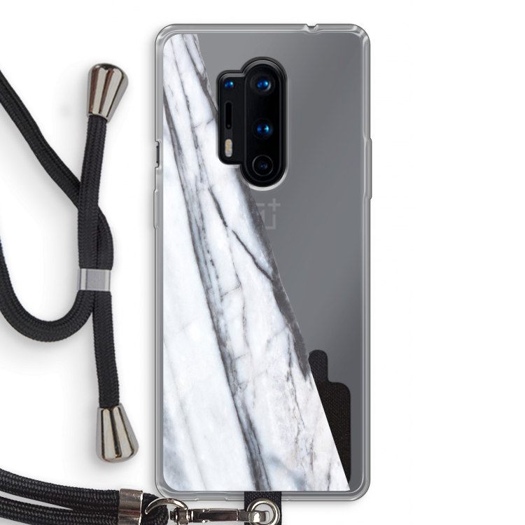 Gestreepte marmer: OnePlus 8 Pro Transparant Hoesje met koord