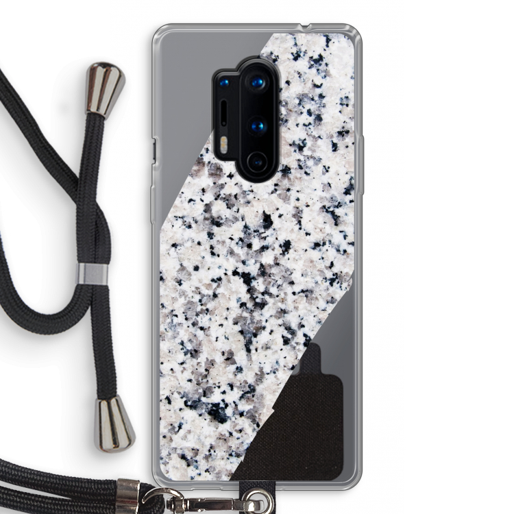 Gespikkelde marmer: OnePlus 8 Pro Transparant Hoesje met koord