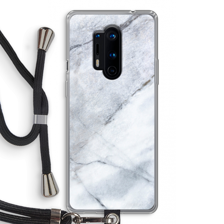 Witte marmer: OnePlus 8 Pro Transparant Hoesje met koord