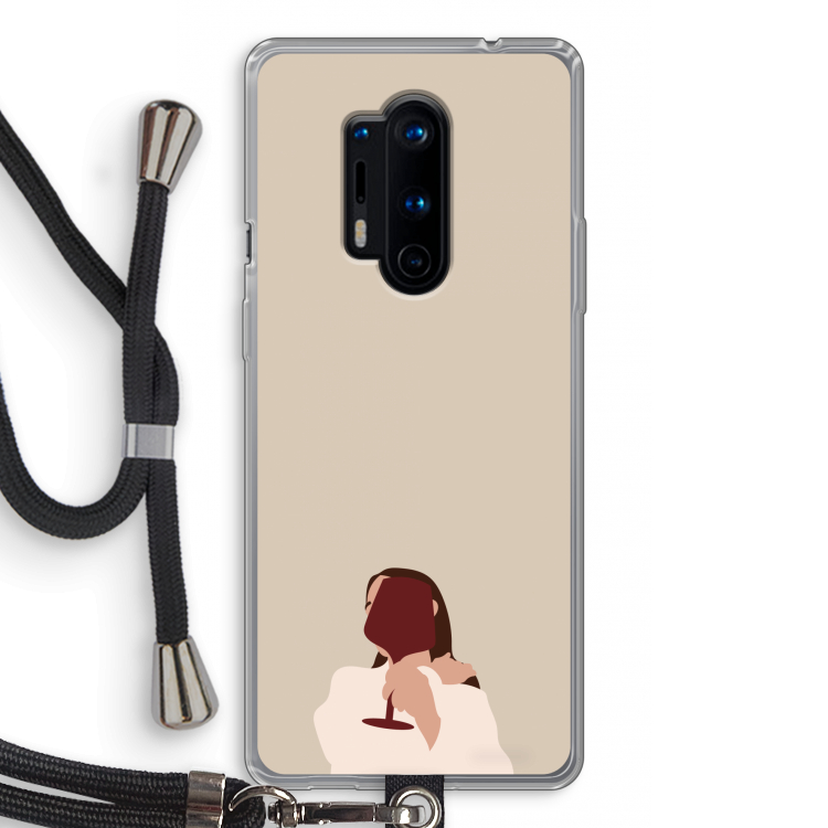I drink wine: OnePlus 8 Pro Transparant Hoesje met koord