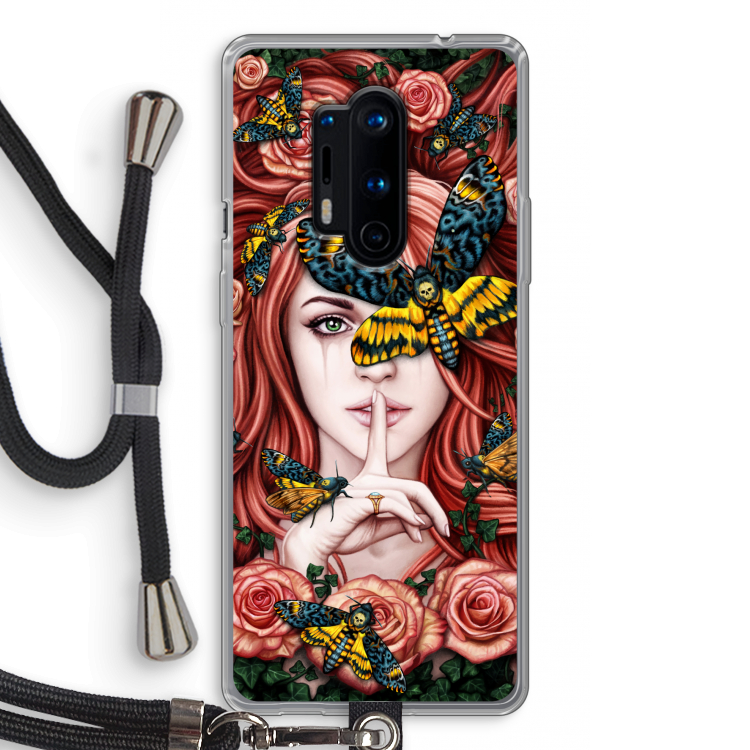 Lady Moth: OnePlus 8 Pro Transparant Hoesje met koord