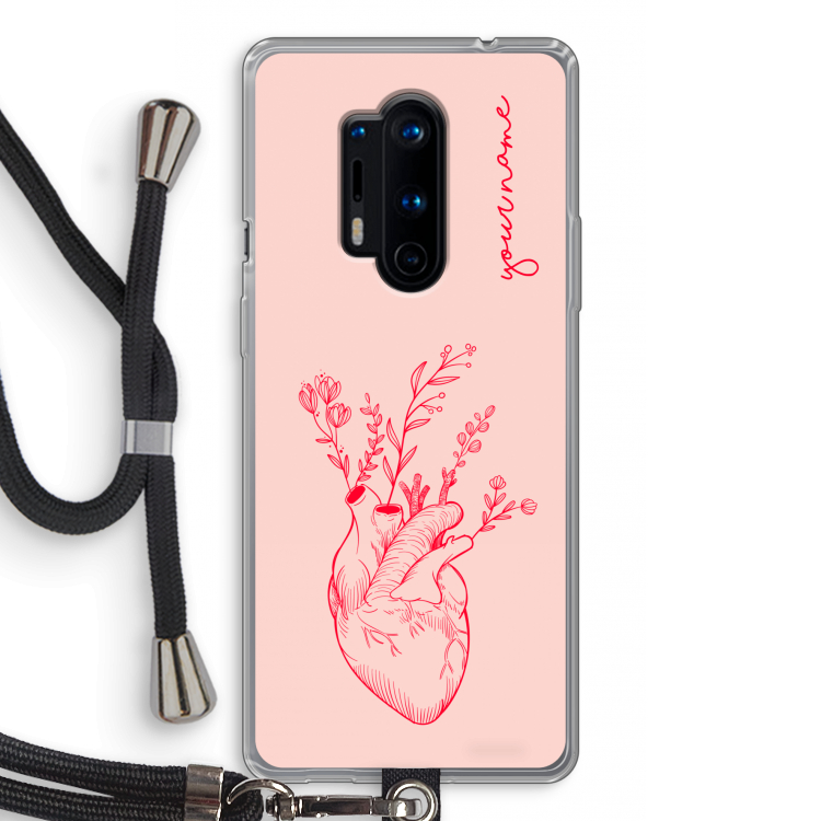 Blooming Heart: OnePlus 8 Pro Transparant Hoesje met koord