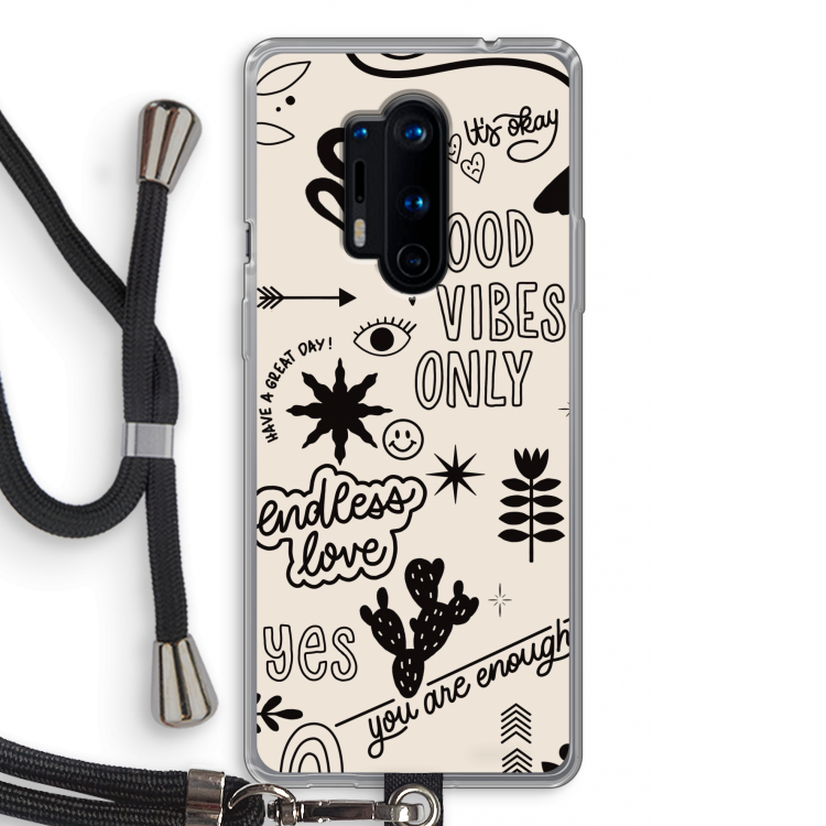 Good vibes: OnePlus 8 Pro Transparant Hoesje met koord