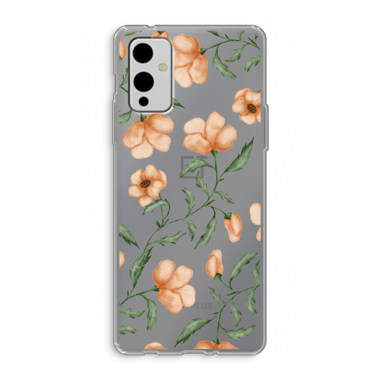 Peachy flowers: OnePlus 9 Transparant Hoesje