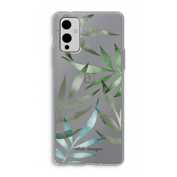 Tropical watercolor leaves: OnePlus 9 Transparant Hoesje
