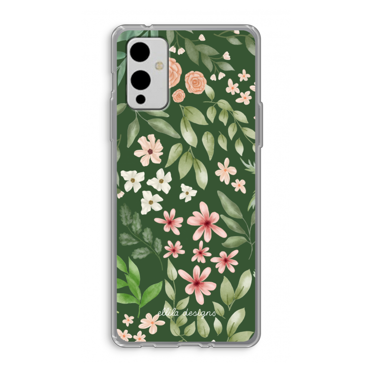 Botanical green sweet flower heaven: OnePlus 9 Transparant Hoesje