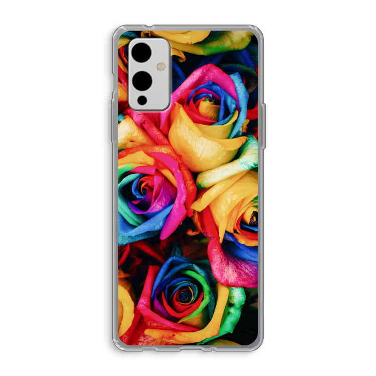 Neon bloemen: OnePlus 9 Transparant Hoesje