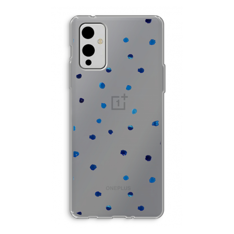 Blauwe stippen: OnePlus 9 Transparant Hoesje