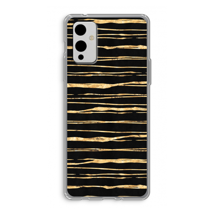 Gouden strepen: OnePlus 9 Transparant Hoesje