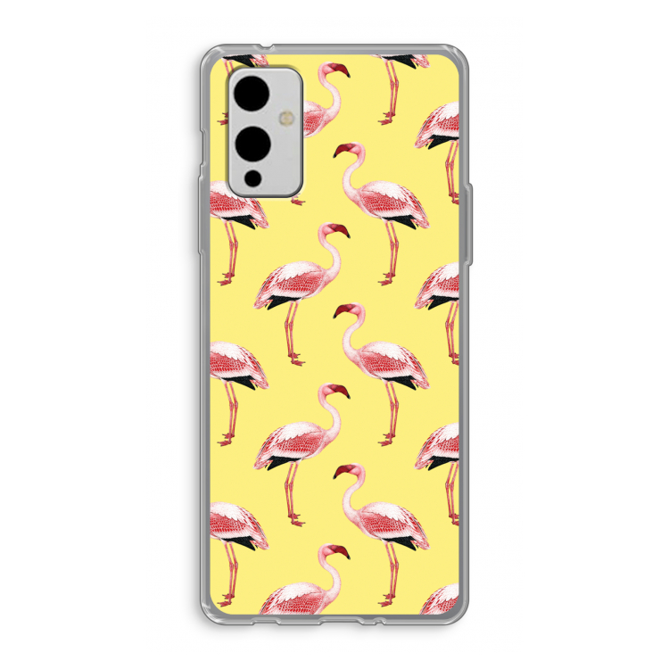 Flamingo's geel: OnePlus 9 Transparant Hoesje