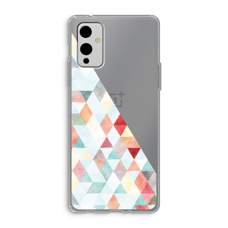 Gekleurde driehoekjes pastel: OnePlus 9 Transparant Hoesje
