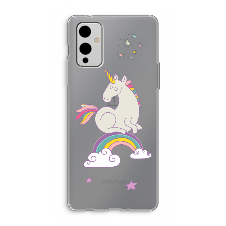 Regenboog eenhoorn: OnePlus 9 Transparant Hoesje