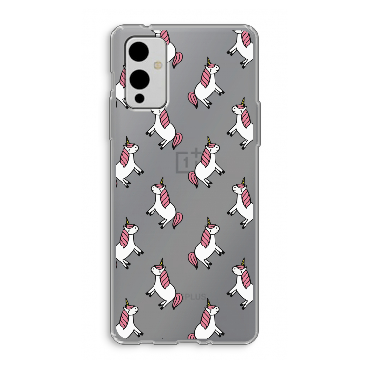 Eenhoorns overal: OnePlus 9 Transparant Hoesje