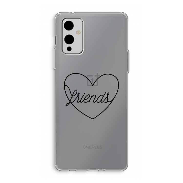 Friends heart black: OnePlus 9 Transparant Hoesje
