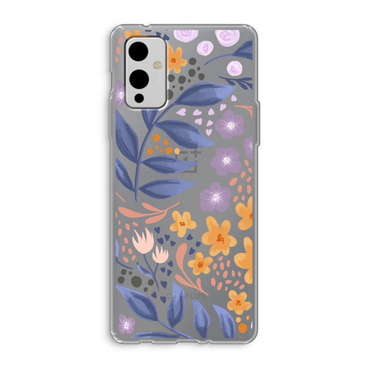 Flowers with blue leaves: OnePlus 9 Transparant Hoesje
