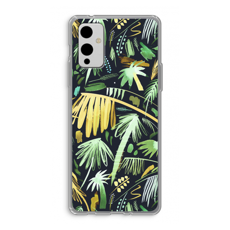 Tropical Palms Dark: OnePlus 9 Transparant Hoesje