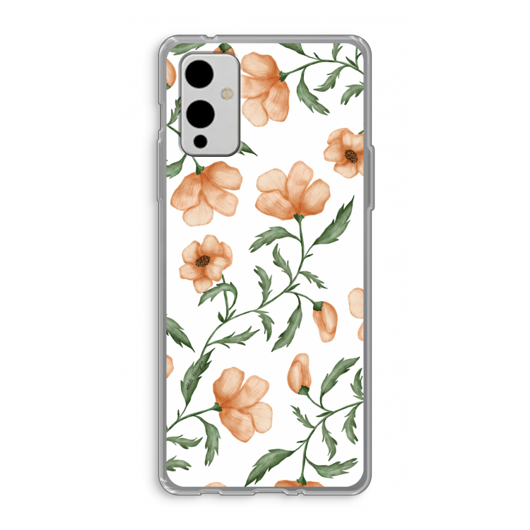 Peachy flowers: OnePlus 9 Transparant Hoesje