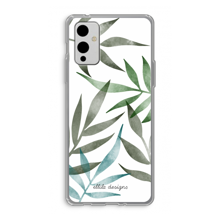 Tropical watercolor leaves: OnePlus 9 Transparant Hoesje