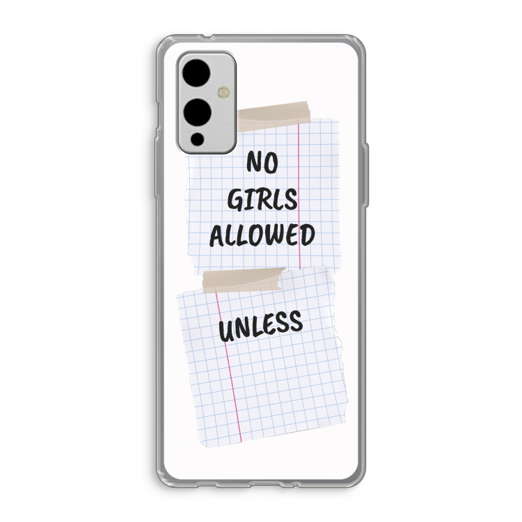 No Girls Allowed Unless: OnePlus 9 Transparant Hoesje