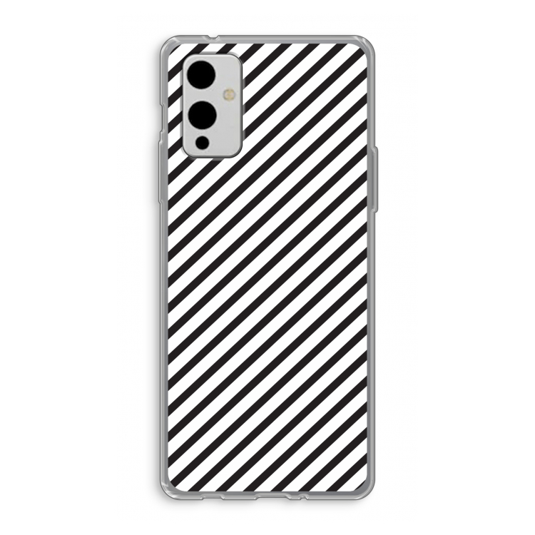 Strepen zwart-wit: OnePlus 9 Transparant Hoesje