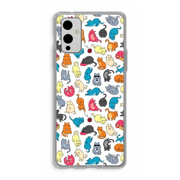 Kleurrijke katten: OnePlus 9 Transparant Hoesje