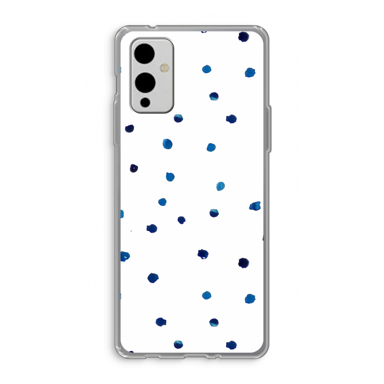 Blauwe stippen: OnePlus 9 Transparant Hoesje