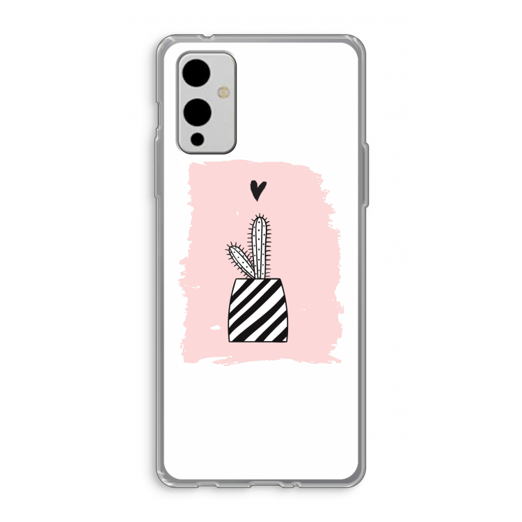Zwart-wit cactus: OnePlus 9 Transparant Hoesje