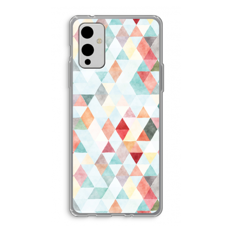 Gekleurde driehoekjes pastel: OnePlus 9 Transparant Hoesje