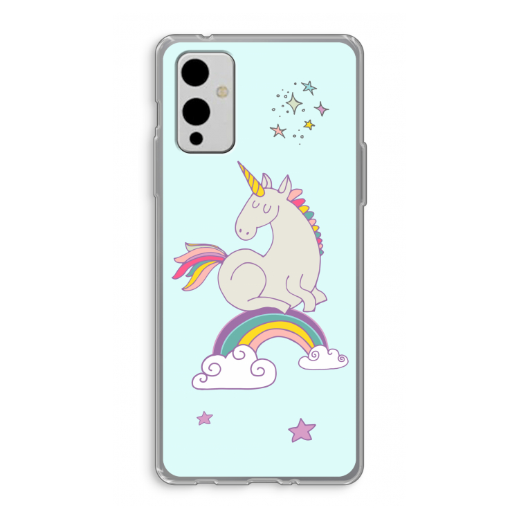 Regenboog eenhoorn: OnePlus 9 Transparant Hoesje