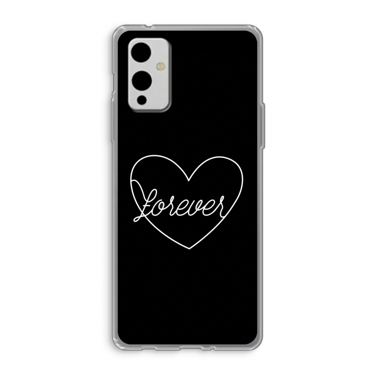 Forever heart black: OnePlus 9 Transparant Hoesje