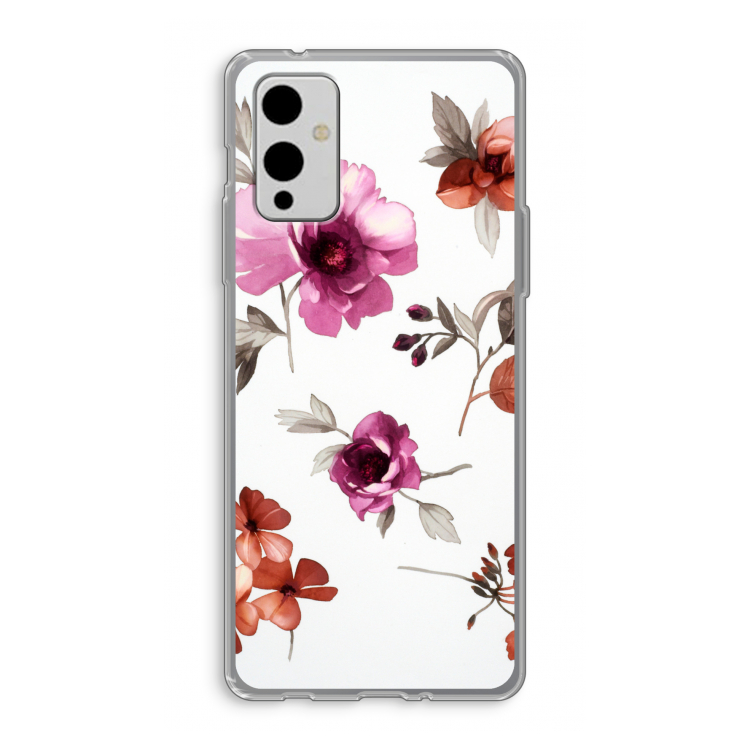 Geschilderde bloemen: OnePlus 9 Transparant Hoesje
