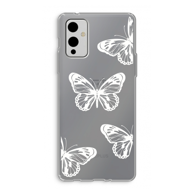 White butterfly: OnePlus 9 Transparant Hoesje