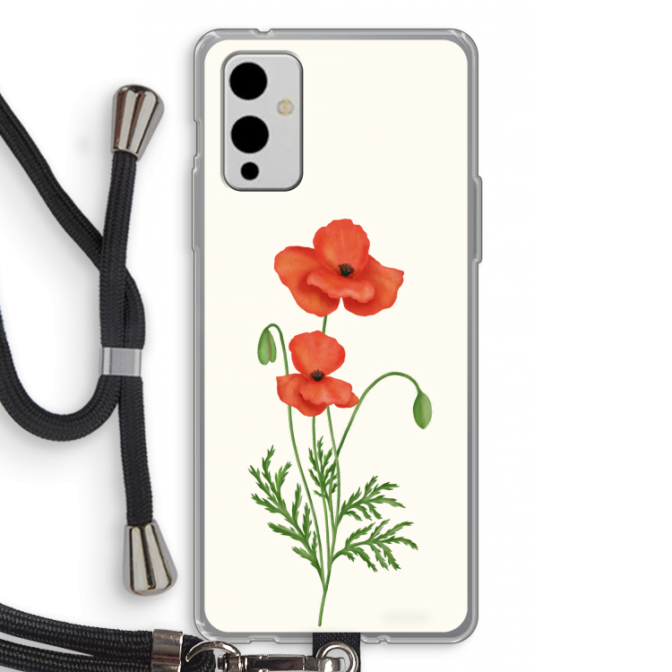 Red poppy: OnePlus 9 Transparant Hoesje met koord