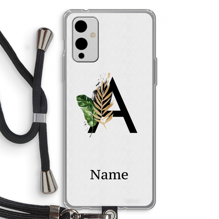 Charcoal Flora: OnePlus 9 Transparant Hoesje met koord